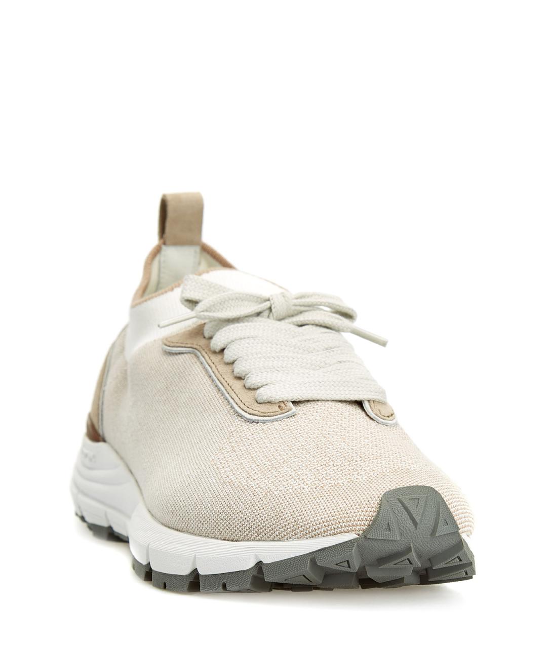 PESERICO Бежевые текстильные низкие кроссовки / кеды, фото 3