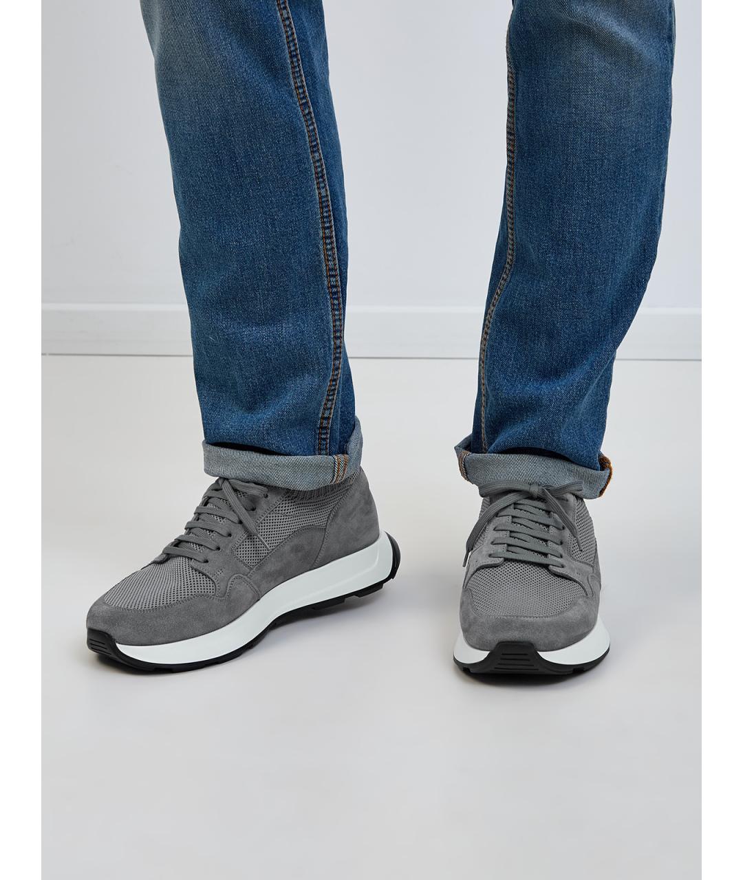 BARRETT Серые текстильные низкие кроссовки / кеды, фото 2