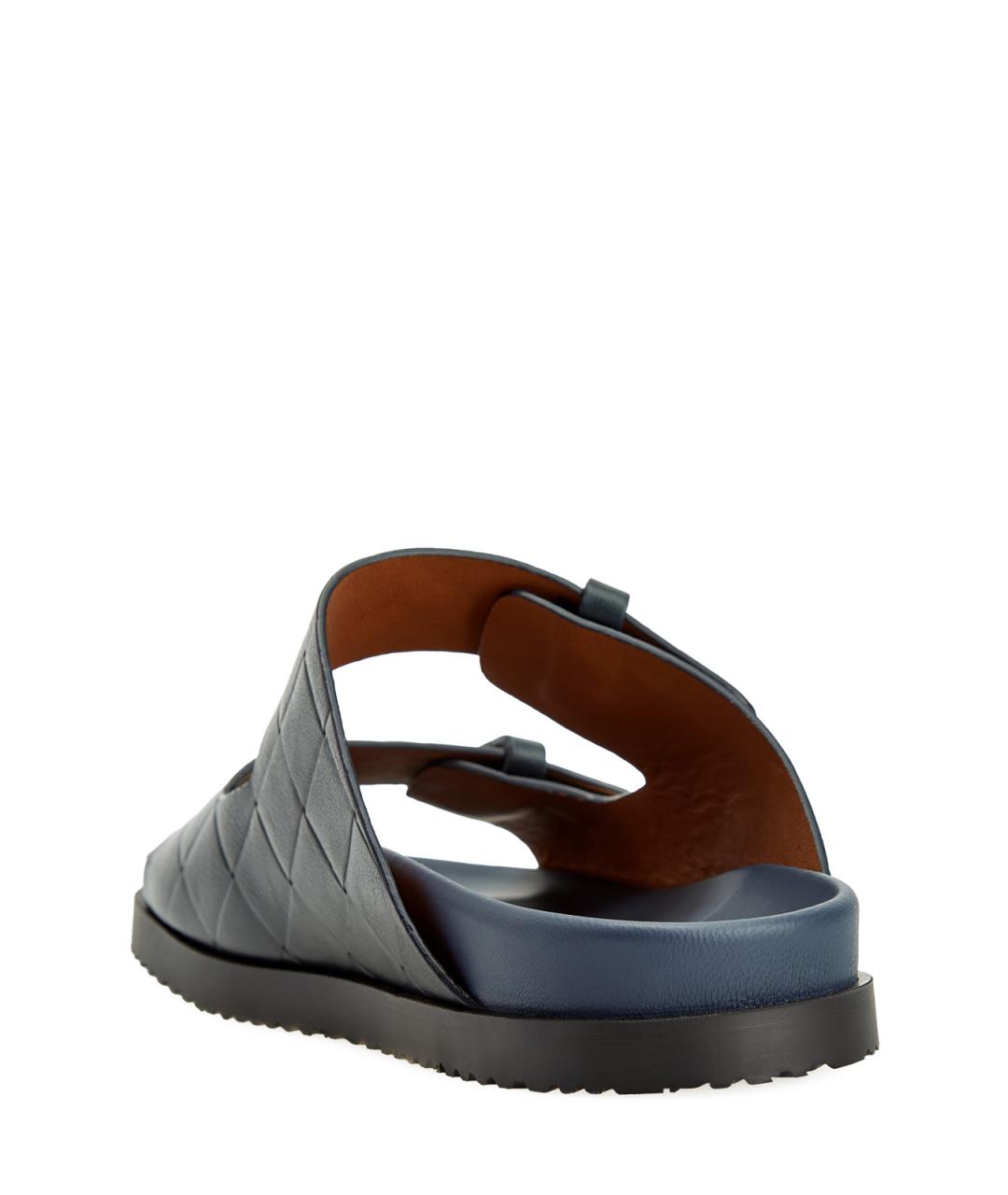 DOUCAL'S Темно-синие кожаные шлепанцы, фото 4