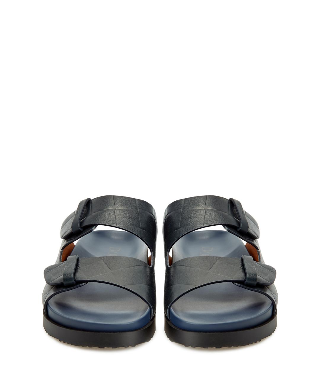 DOUCAL'S Темно-синие кожаные шлепанцы, фото 5