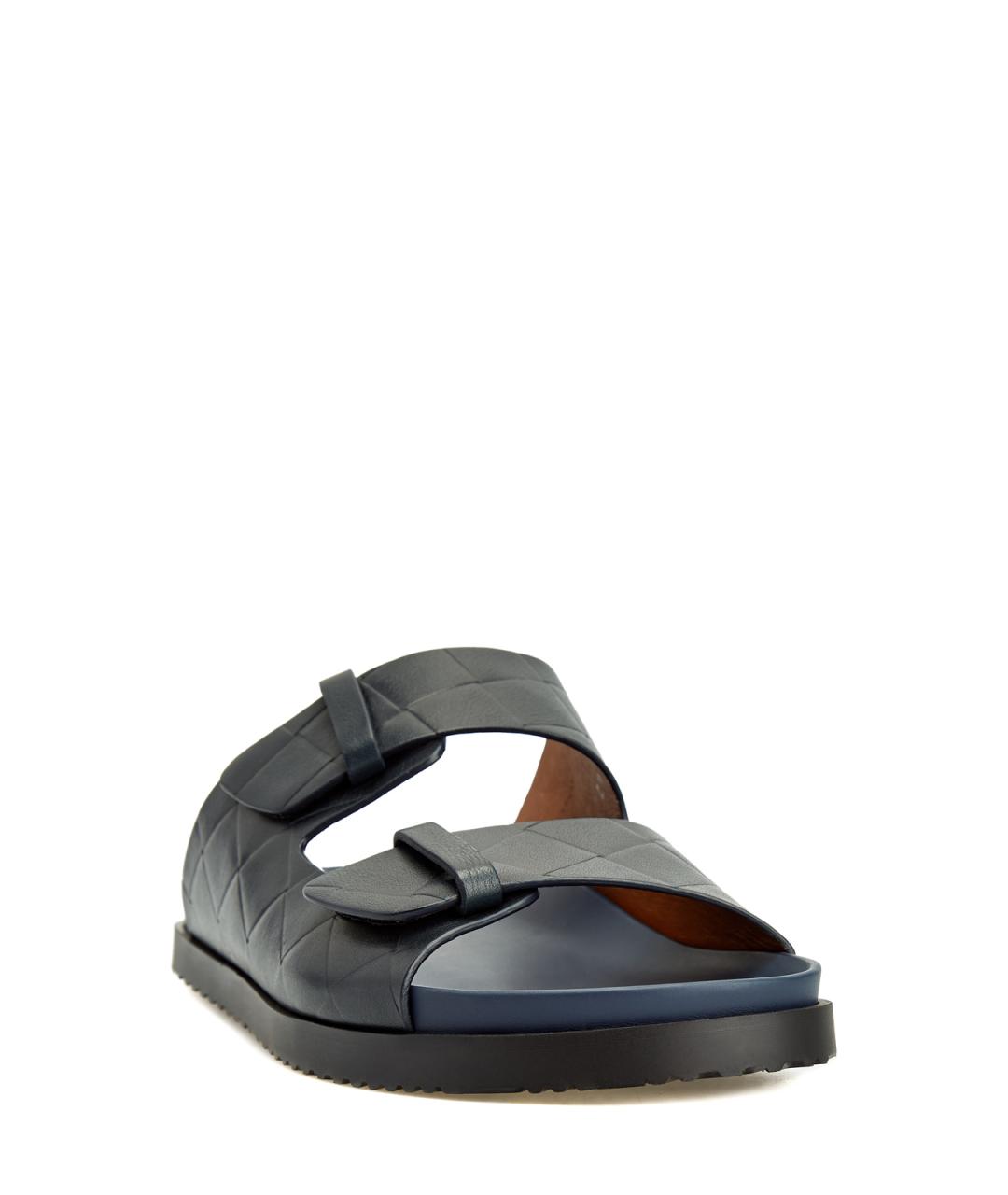 DOUCAL'S Темно-синие кожаные шлепанцы, фото 3