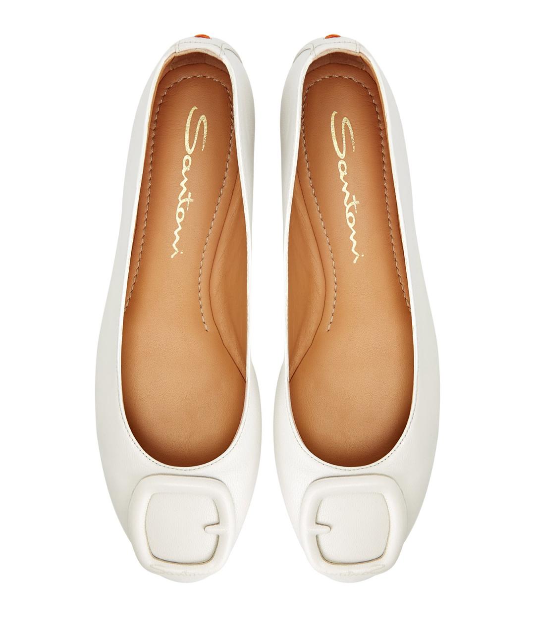 SANTONI Белые кожаные балетки, фото 6