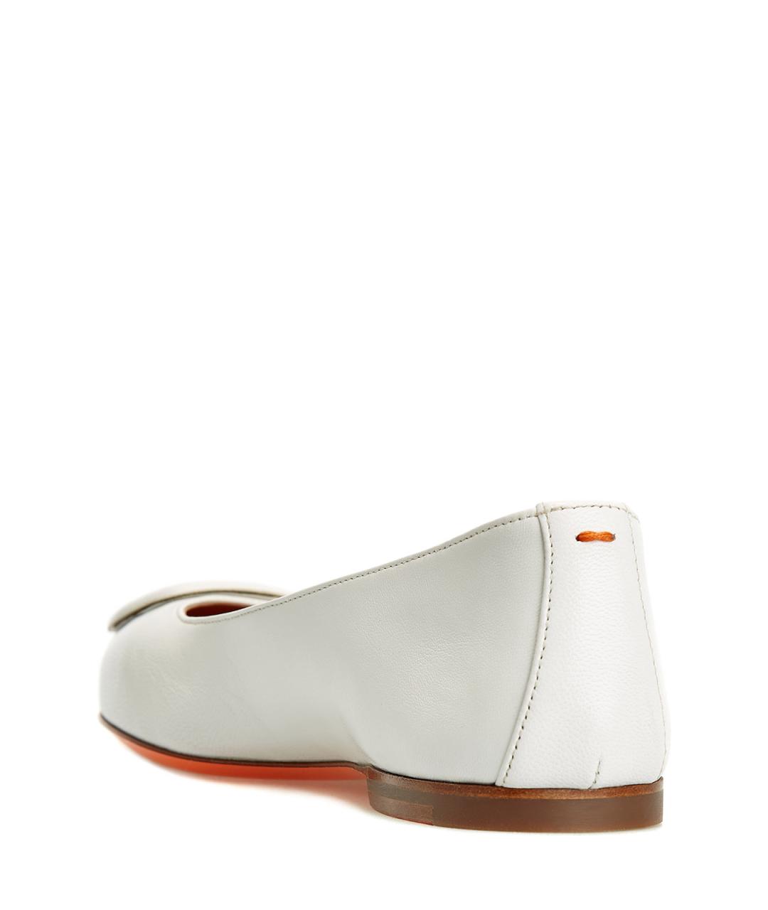 SANTONI Белые кожаные балетки, фото 4