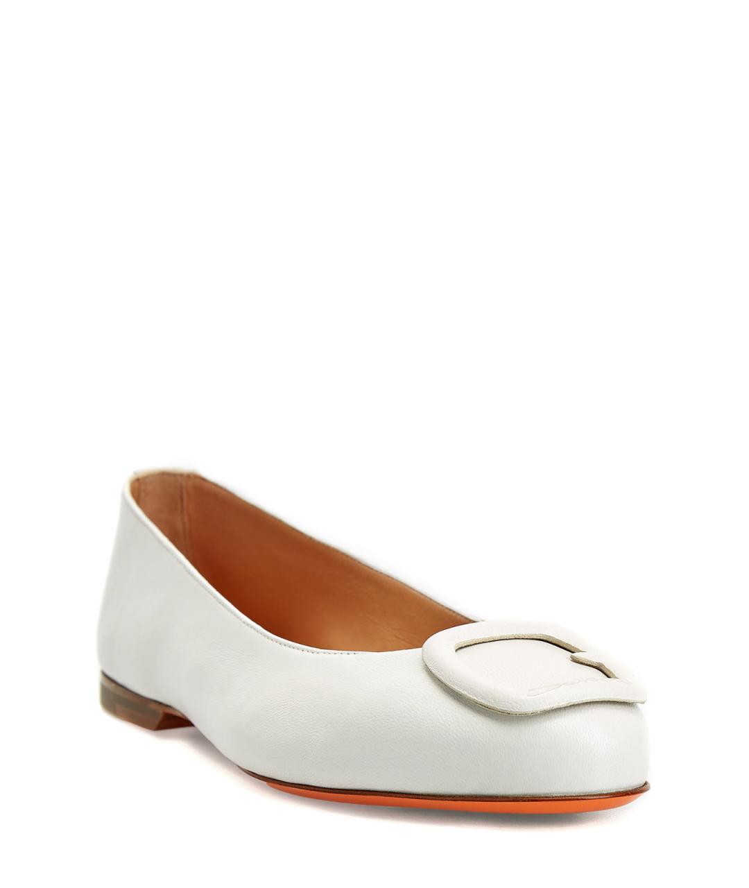 SANTONI Белые кожаные балетки, фото 3