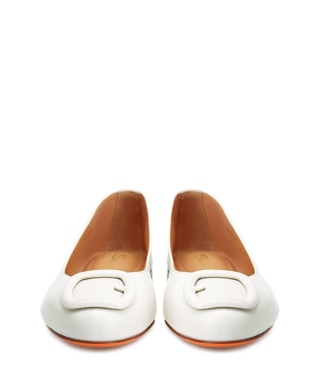 SANTONI Белые кожаные балетки, фото 5