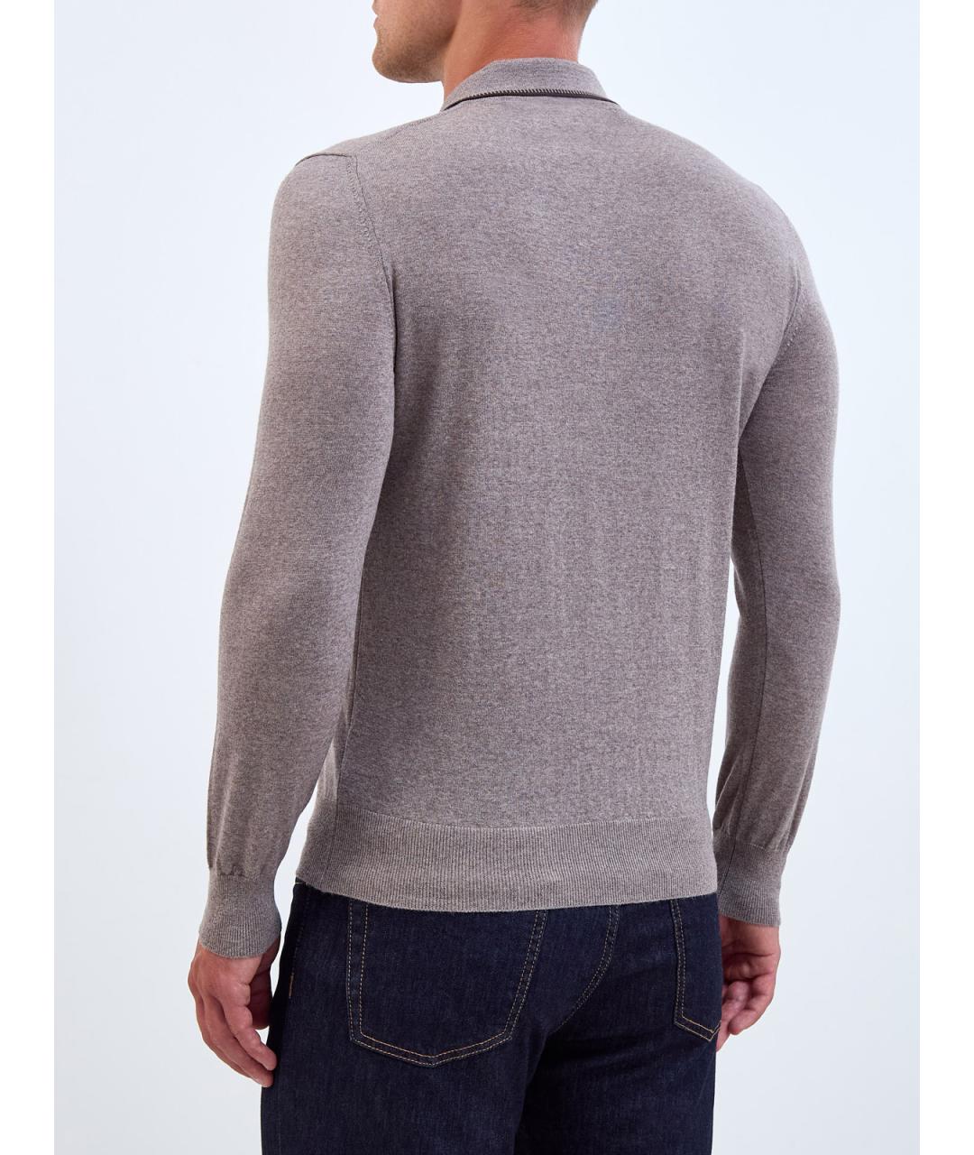 CANALI Коричневое поло с длинным рукавом, фото 4