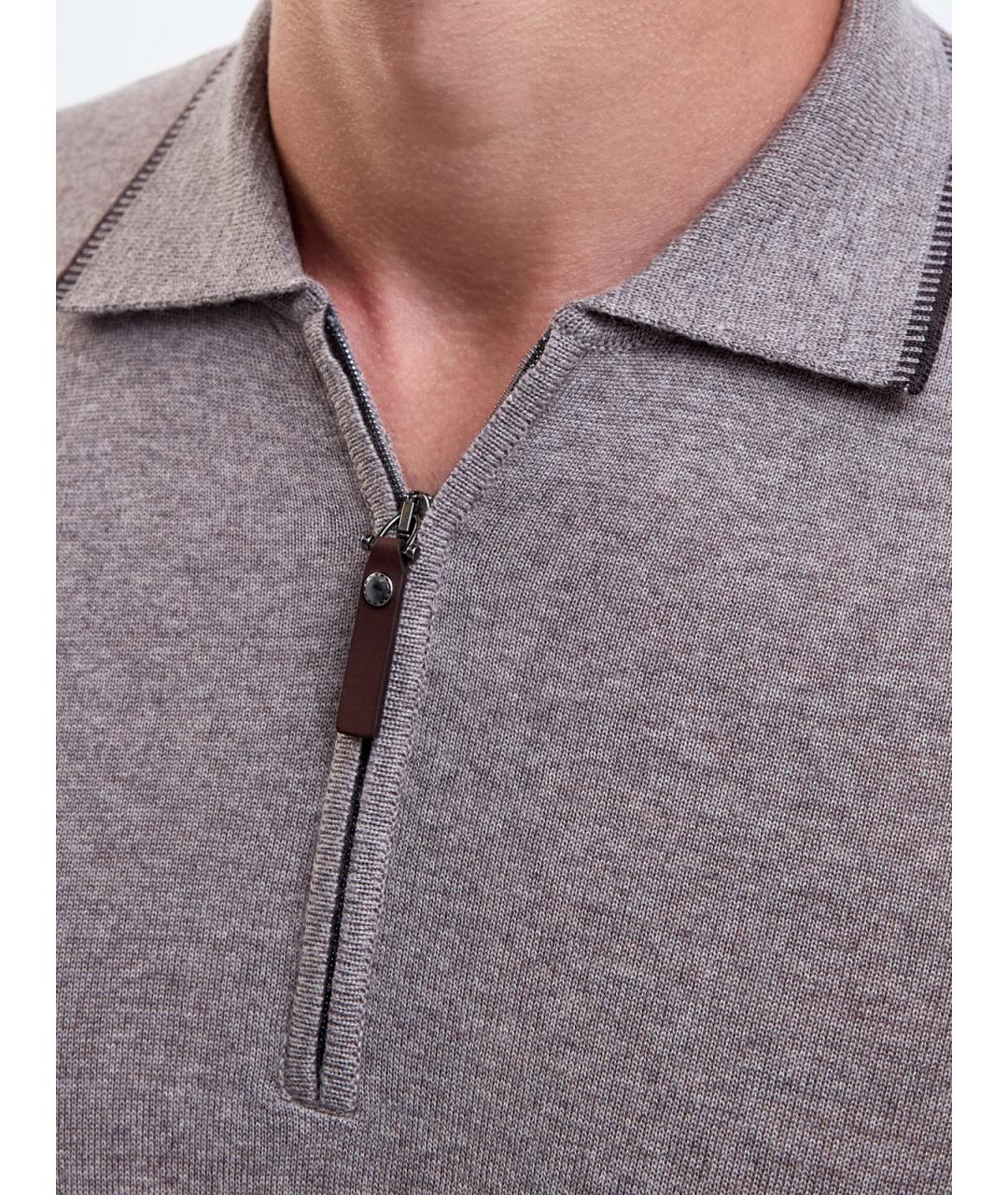 CANALI Коричневое поло с длинным рукавом, фото 5