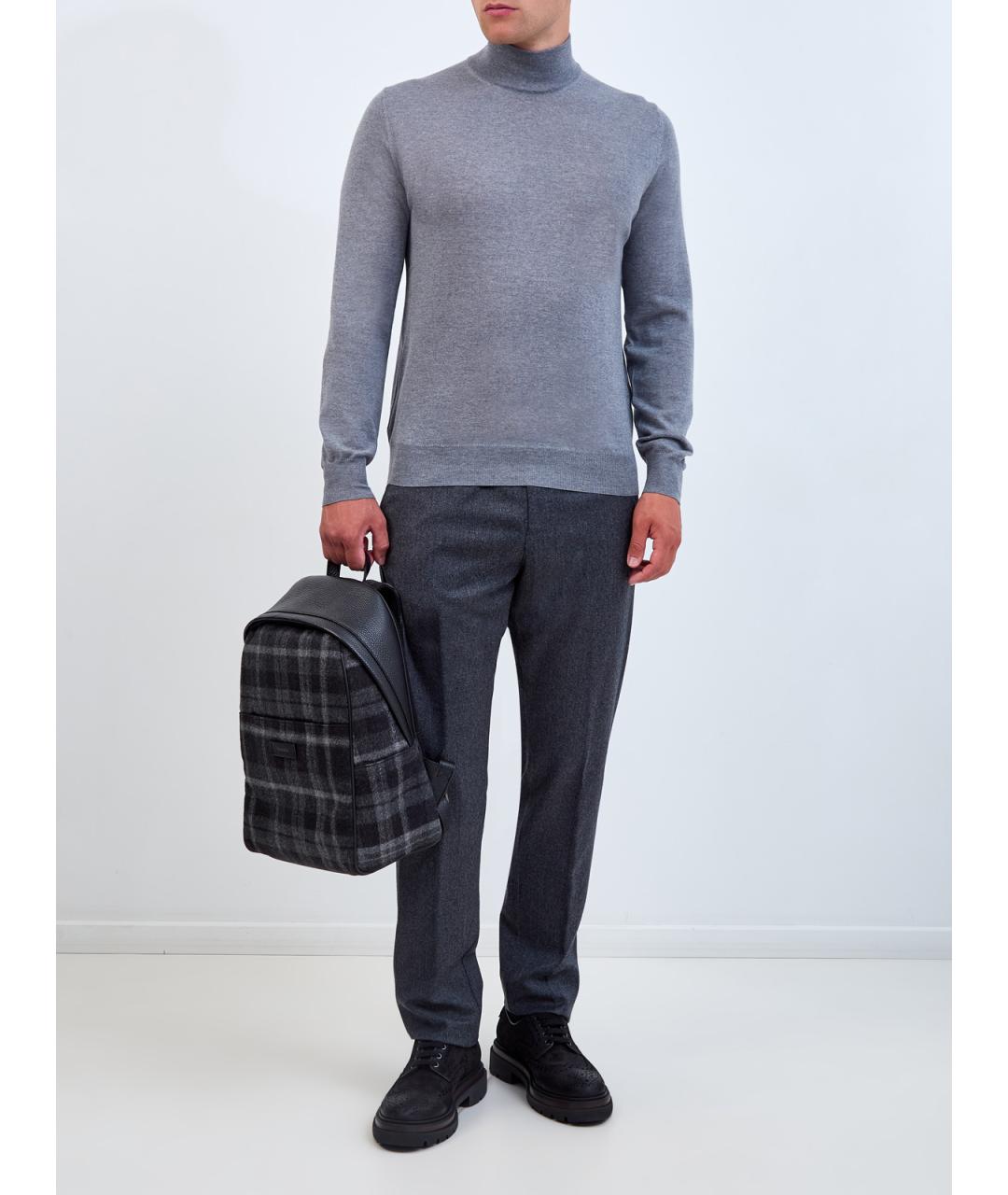 CANALI Серые шерстяные повседневные брюки, фото 2