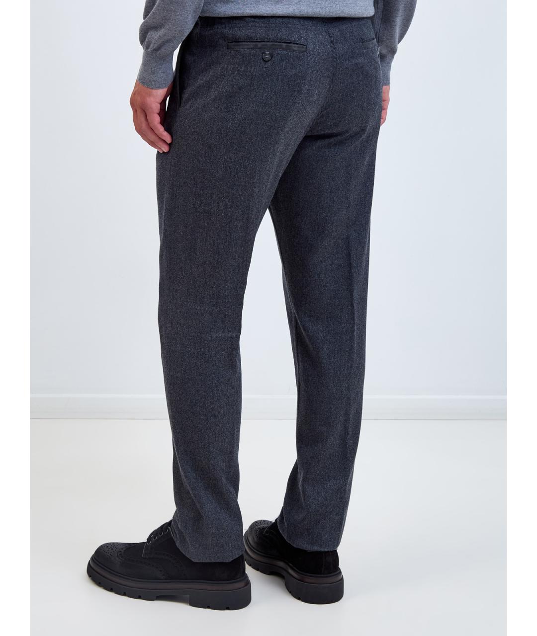 CANALI Серые шерстяные повседневные брюки, фото 4