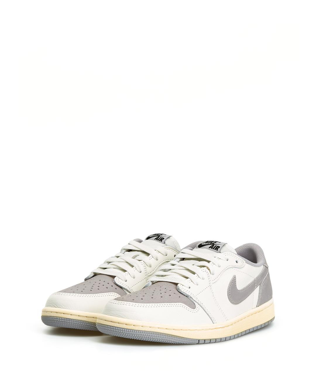 JORDAN Серые кожаные низкие кроссовки / кеды, фото 2