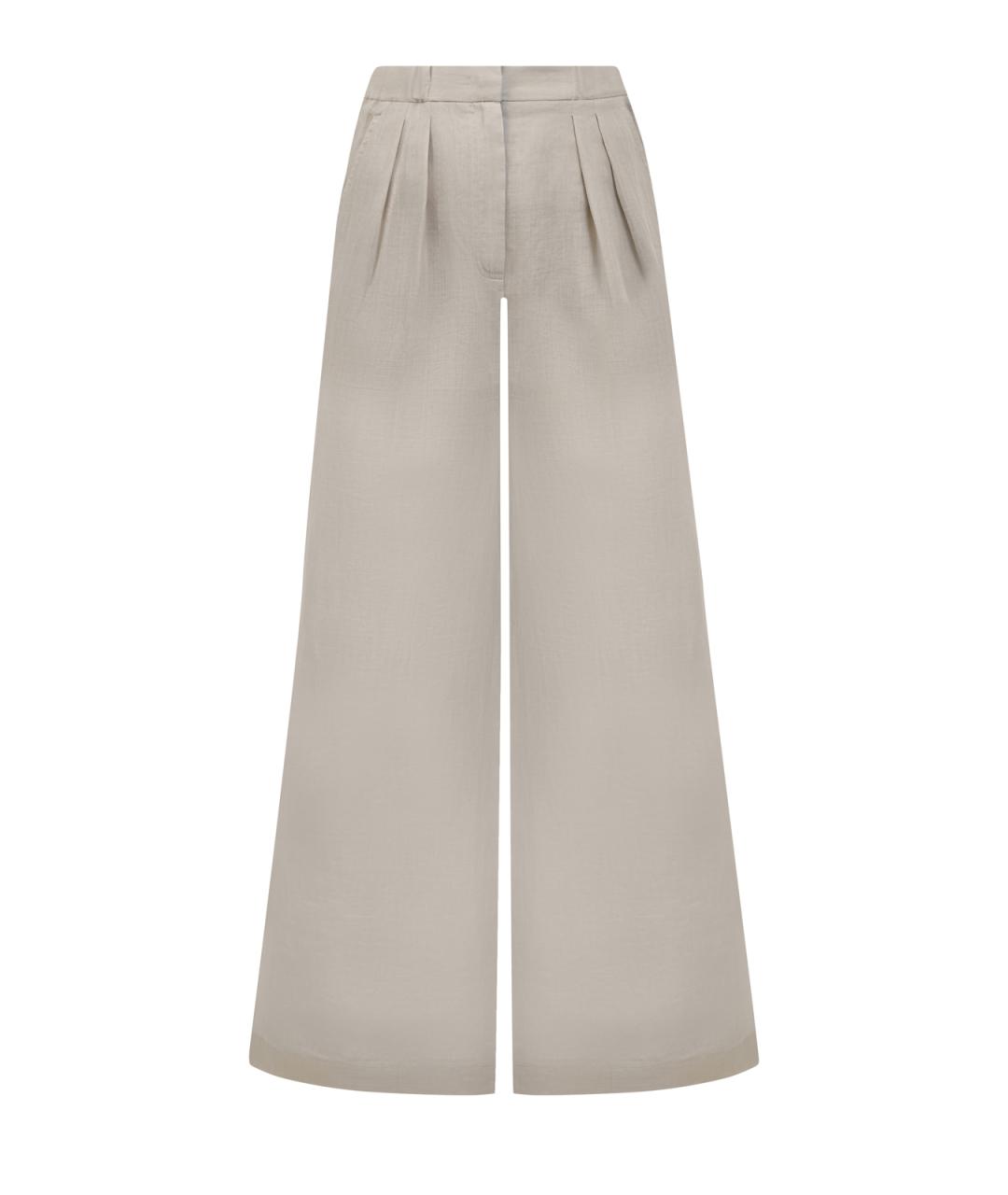 LORENA ANTONIAZZI Бежевые льняные прямые брюки, фото 1
