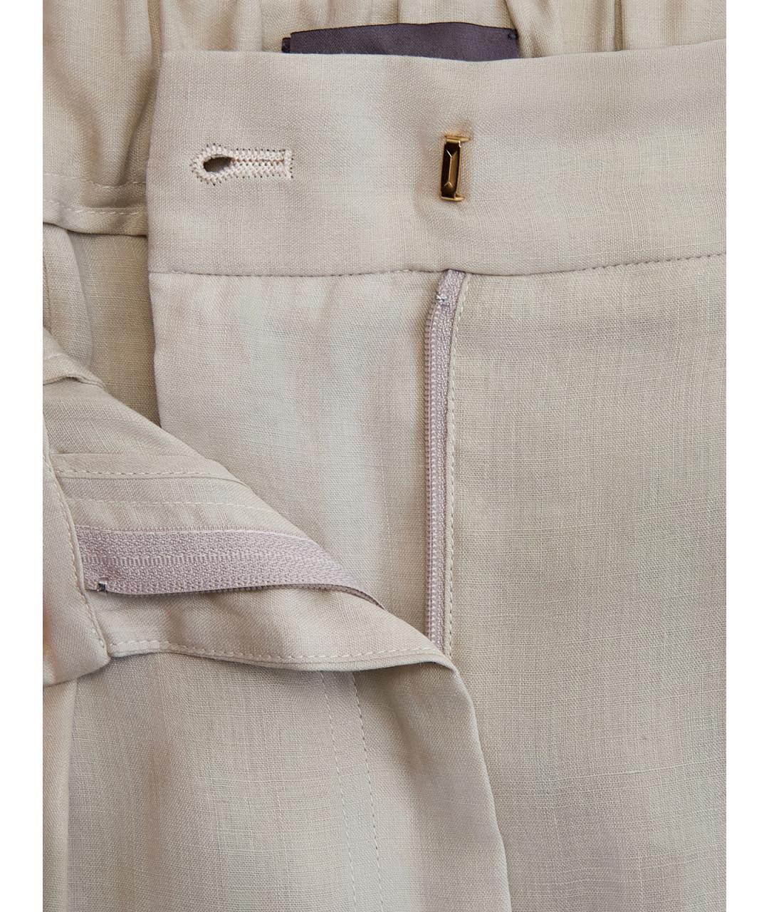 LORENA ANTONIAZZI Бежевые льняные прямые брюки, фото 6