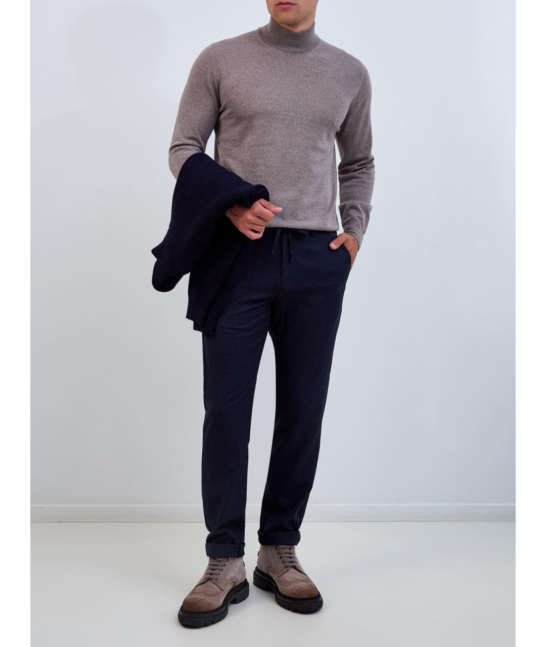 CANALI Синие шерстяные повседневные брюки, фото 2