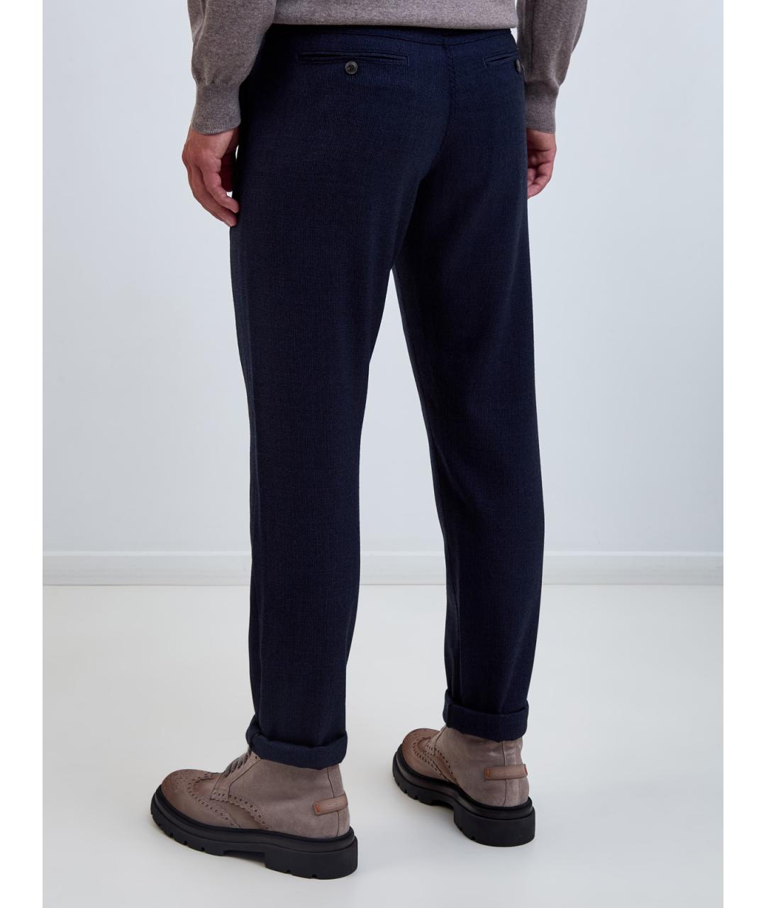 CANALI Синие шерстяные повседневные брюки, фото 4