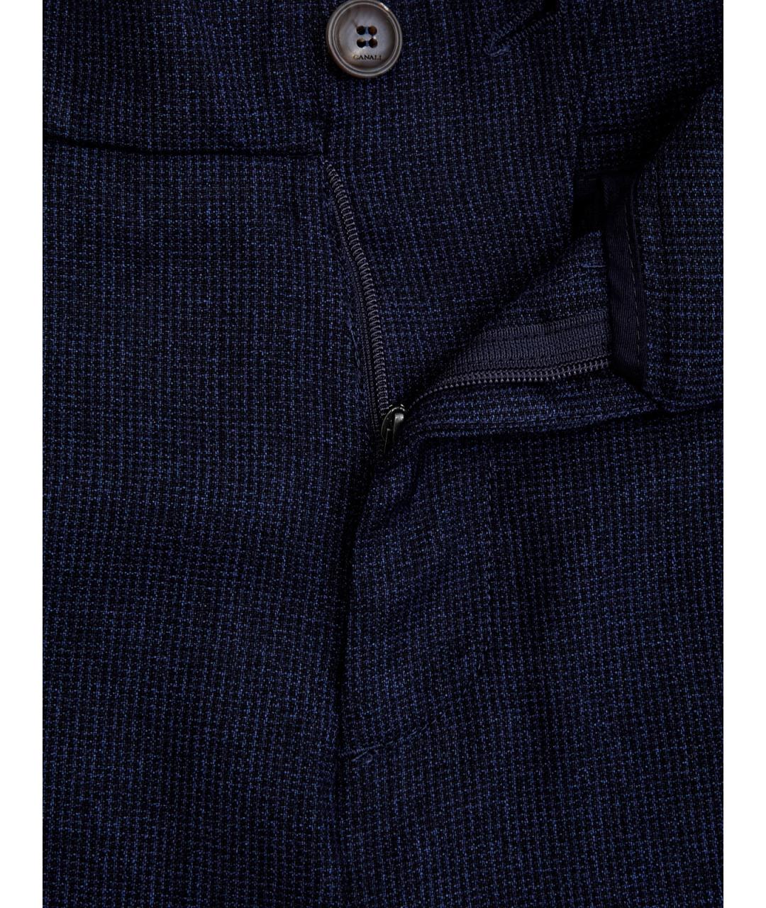 CANALI Синие шерстяные повседневные брюки, фото 6