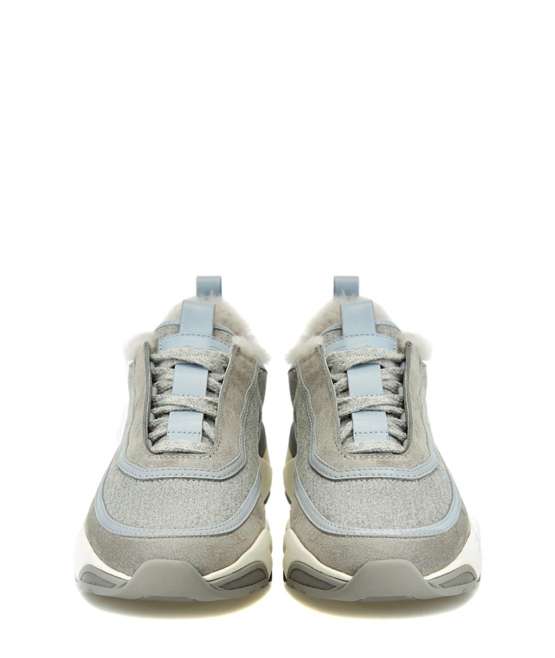 SANTONI Серые замшевые кроссовки, фото 6