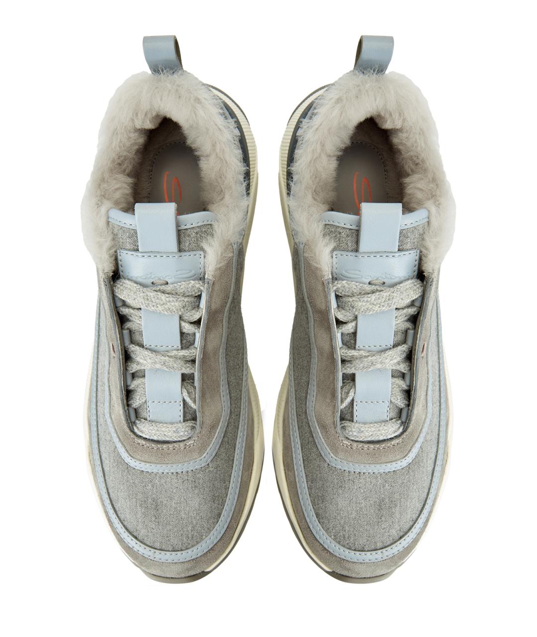 SANTONI Серые замшевые кроссовки, фото 5