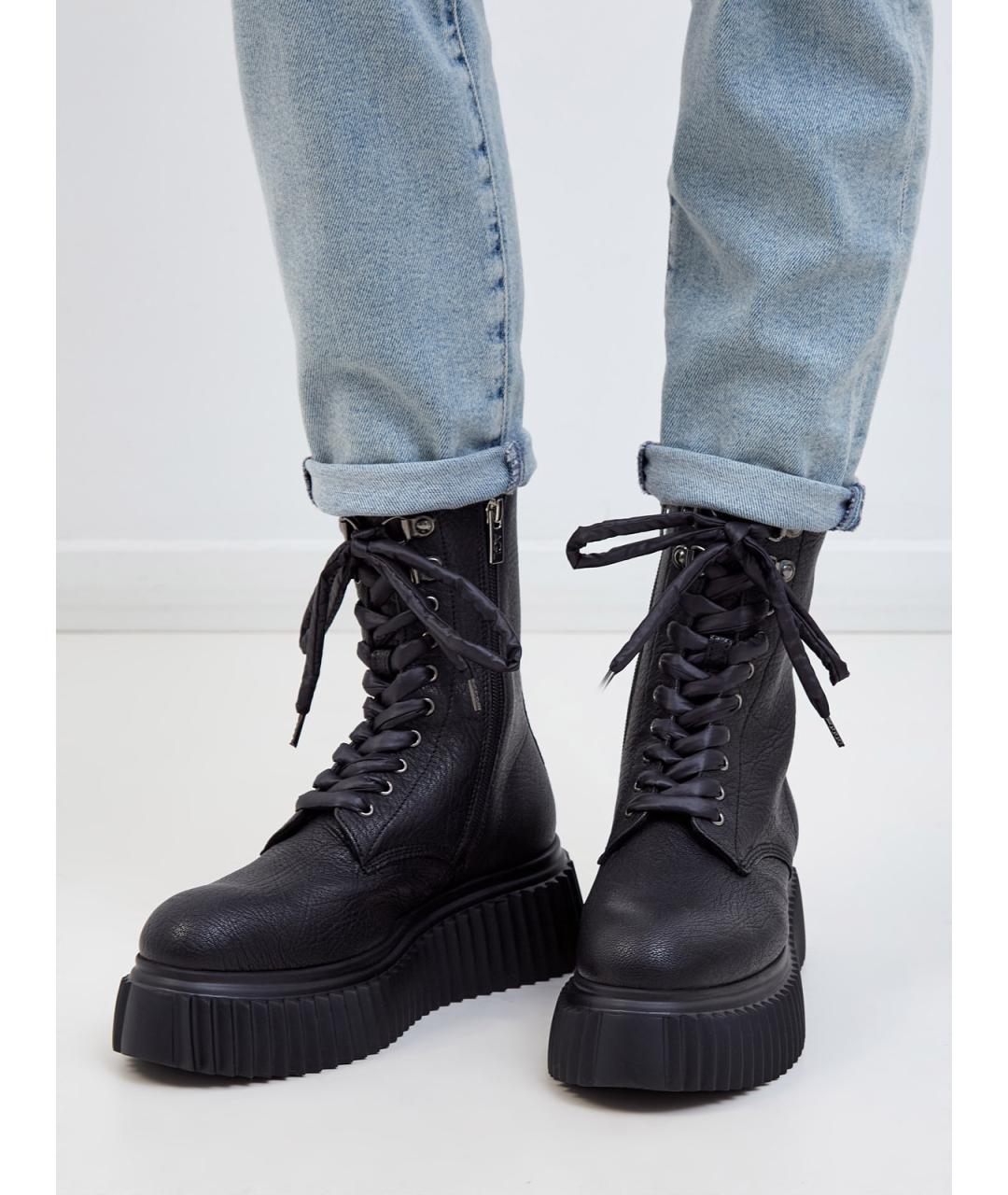 AGL Черные кожаные ботинки, фото 2