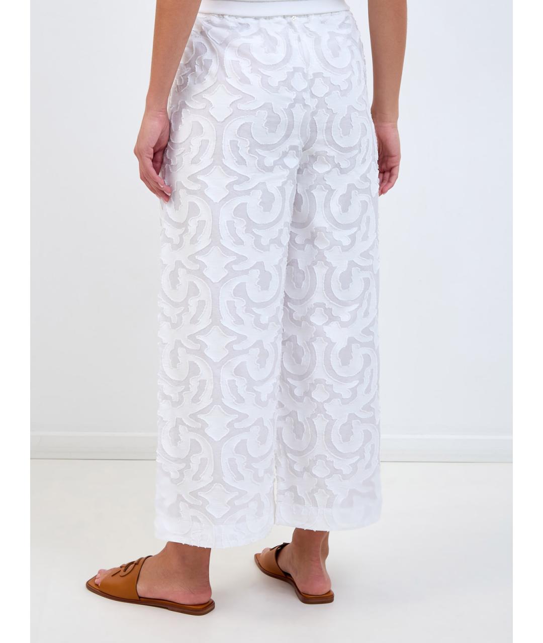LORENA ANTONIAZZI Белые хлопковые брюки широкие, фото 4