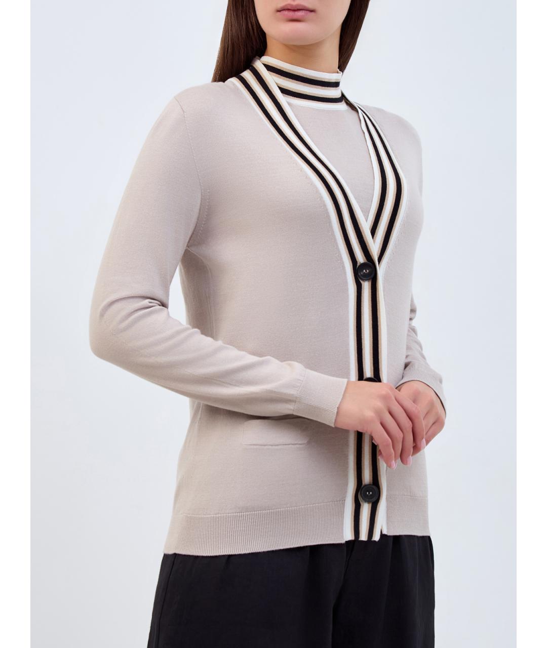 LORENA ANTONIAZZI Бежевый хлопковый кардиган, фото 3