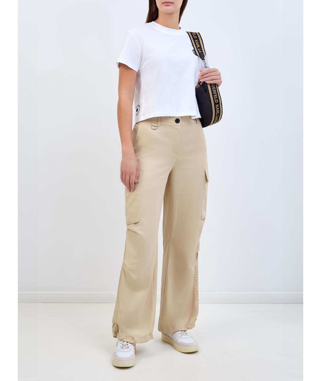 KARL LAGERFELD Бежевые прямые брюки, фото 2