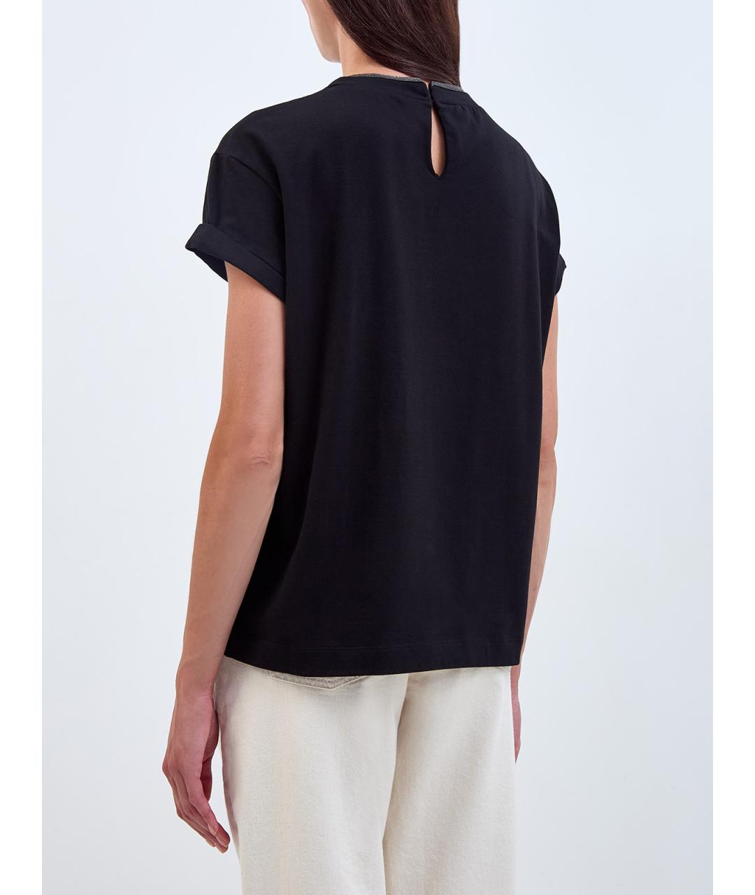 BRUNELLO CUCINELLI Черная хлопковая футболка, фото 4