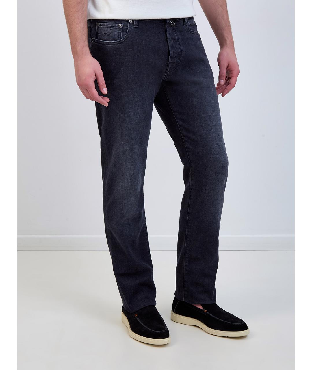 JACOB COHEN Серые хлопковые прямые джинсы, фото 3