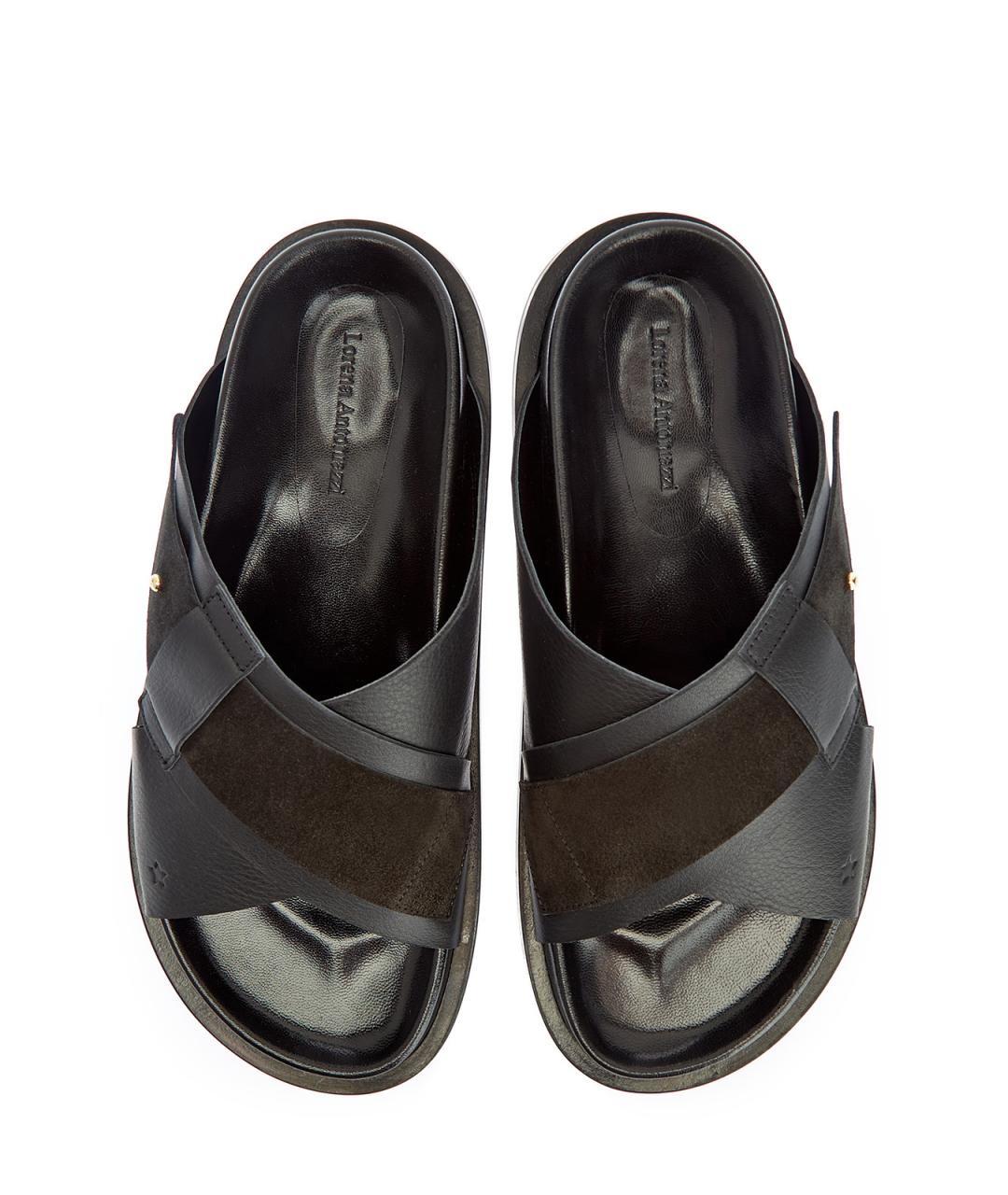 LORENA ANTONIAZZI Черные кожаные шлепанцы, фото 6