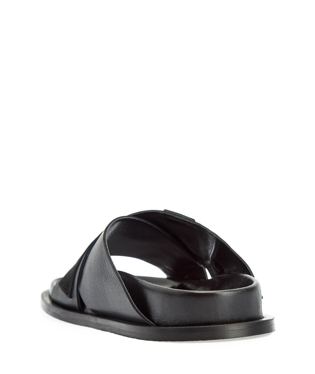 LORENA ANTONIAZZI Черные кожаные шлепанцы, фото 4