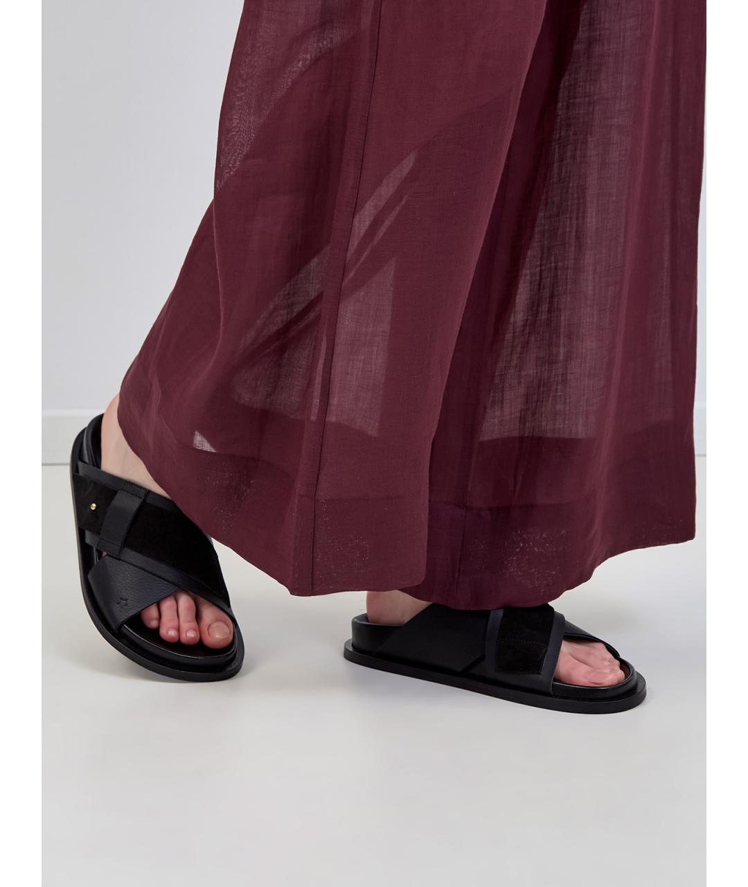 LORENA ANTONIAZZI Черные кожаные шлепанцы, фото 2