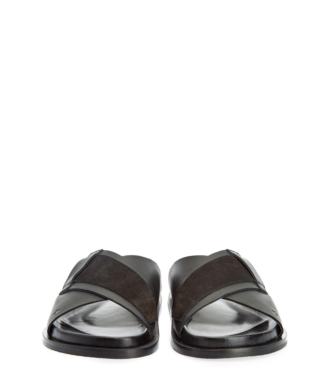 LORENA ANTONIAZZI Черные кожаные шлепанцы, фото 5