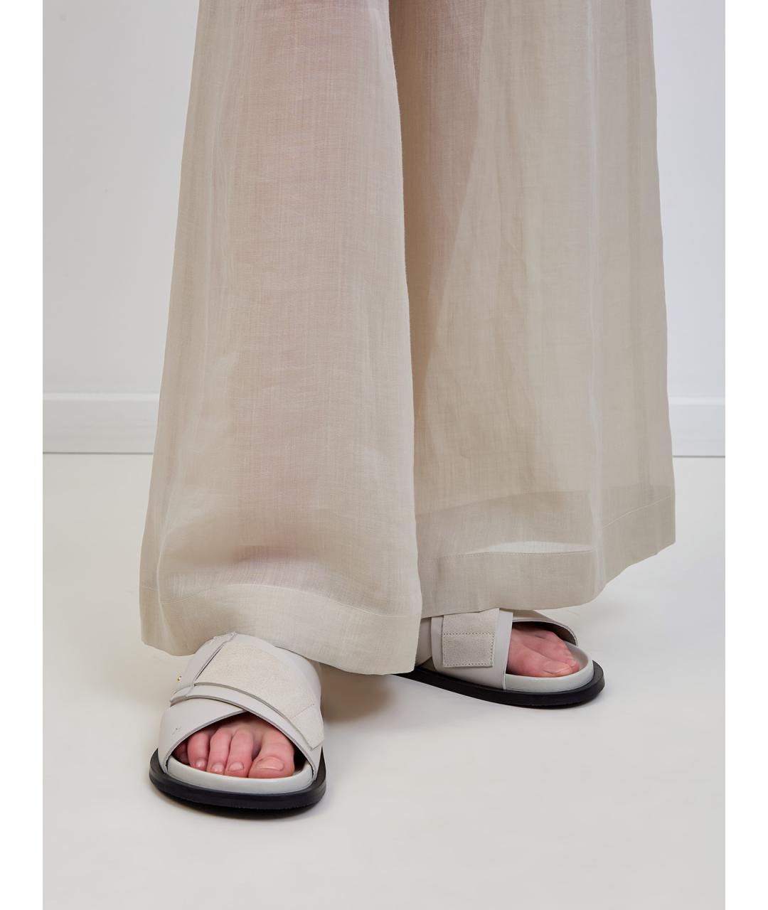 LORENA ANTONIAZZI Бежевые кожаные шлепанцы, фото 2