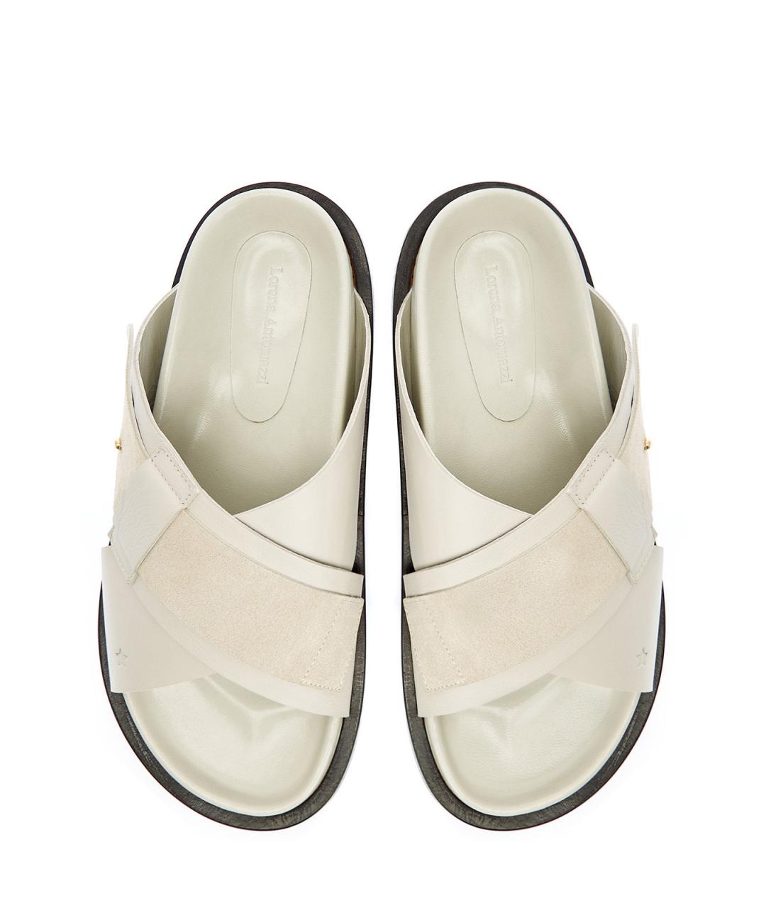 LORENA ANTONIAZZI Бежевые кожаные шлепанцы, фото 6