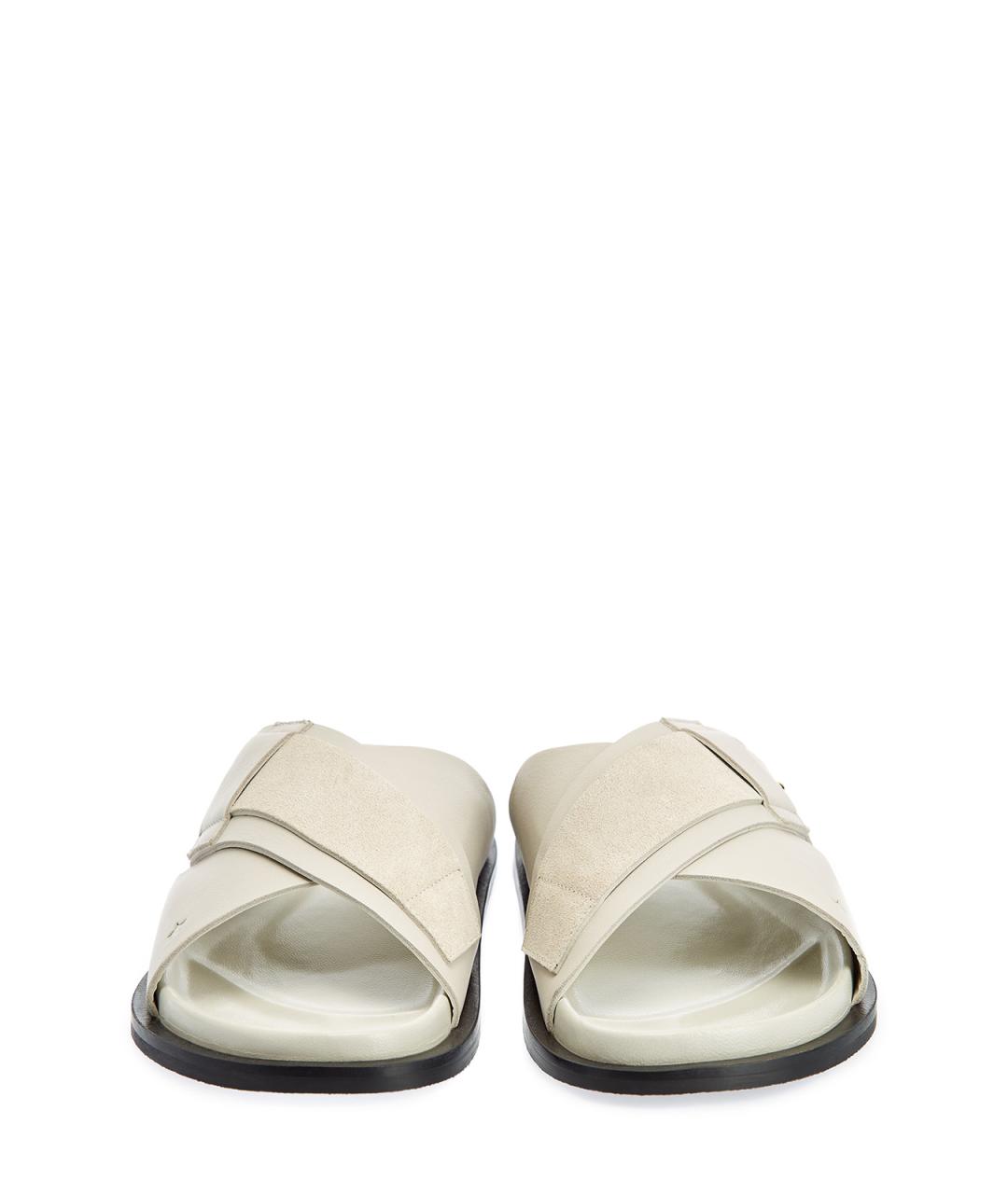 LORENA ANTONIAZZI Бежевые кожаные шлепанцы, фото 5