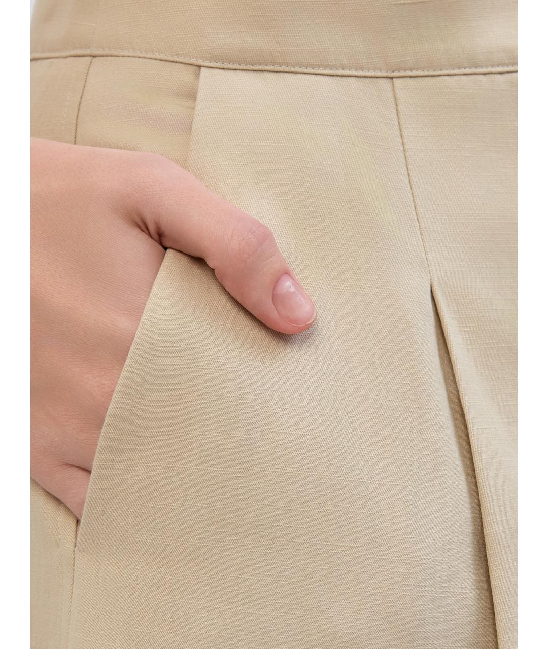YVES SALOMON Бежевые хлопковые брюки широкие, фото 3