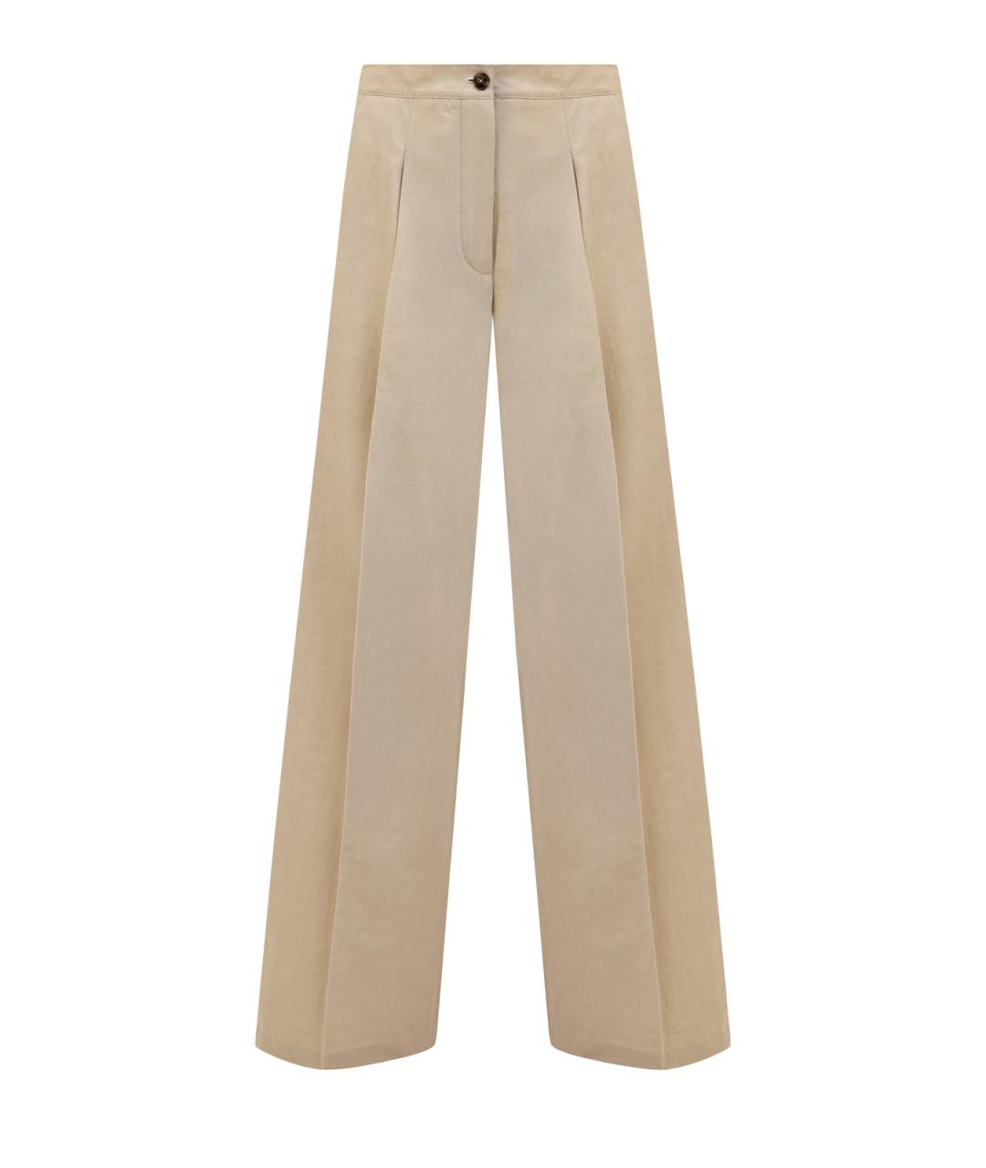 YVES SALOMON Бежевые хлопковые брюки широкие, фото 1