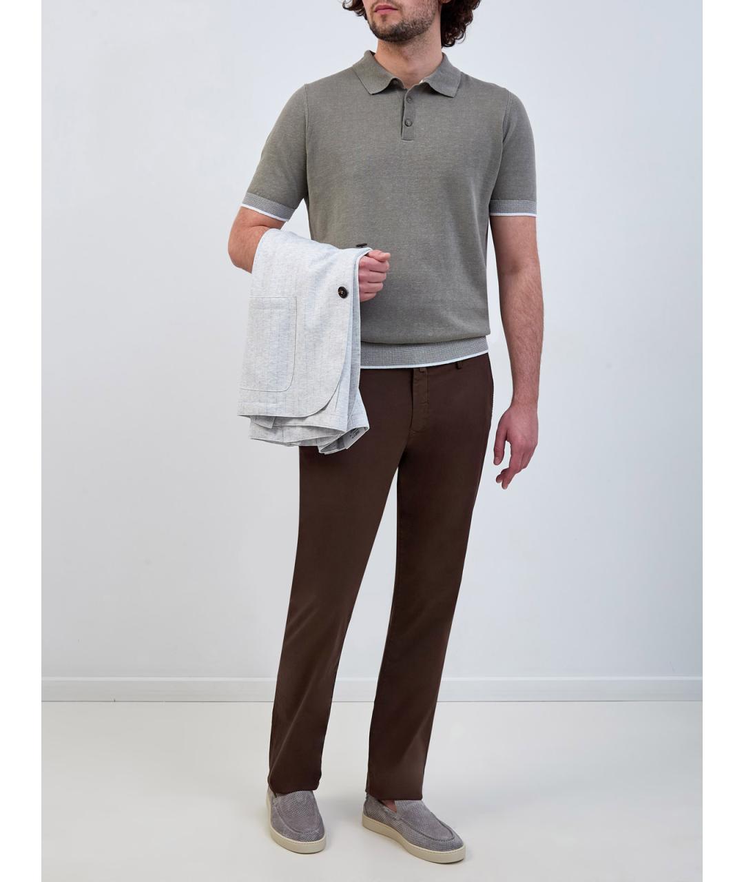 JACOB COHEN Коричневые хлопковые повседневные брюки, фото 2