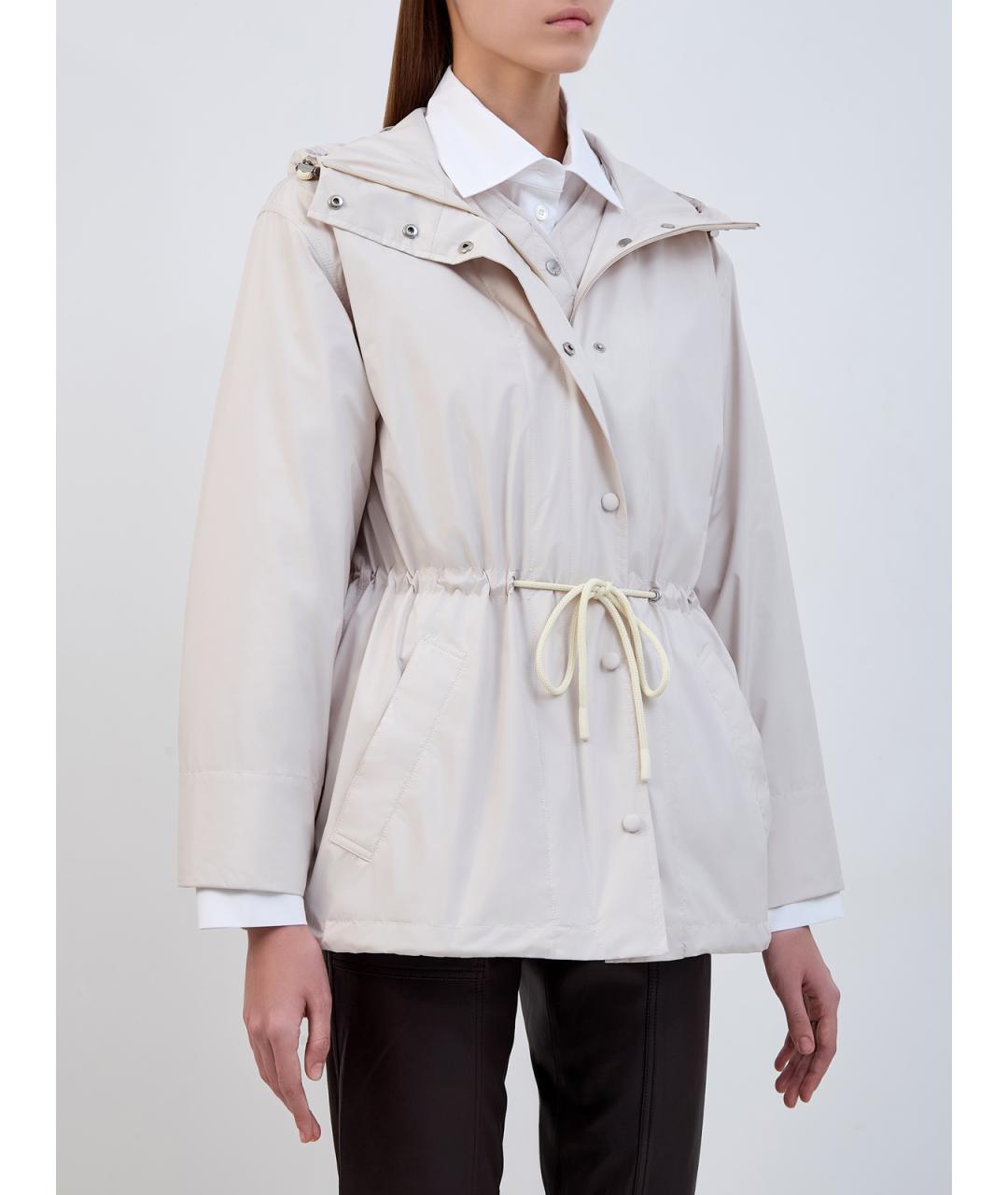 YVES SALOMON Бежевая полиэстеровая куртка, фото 4