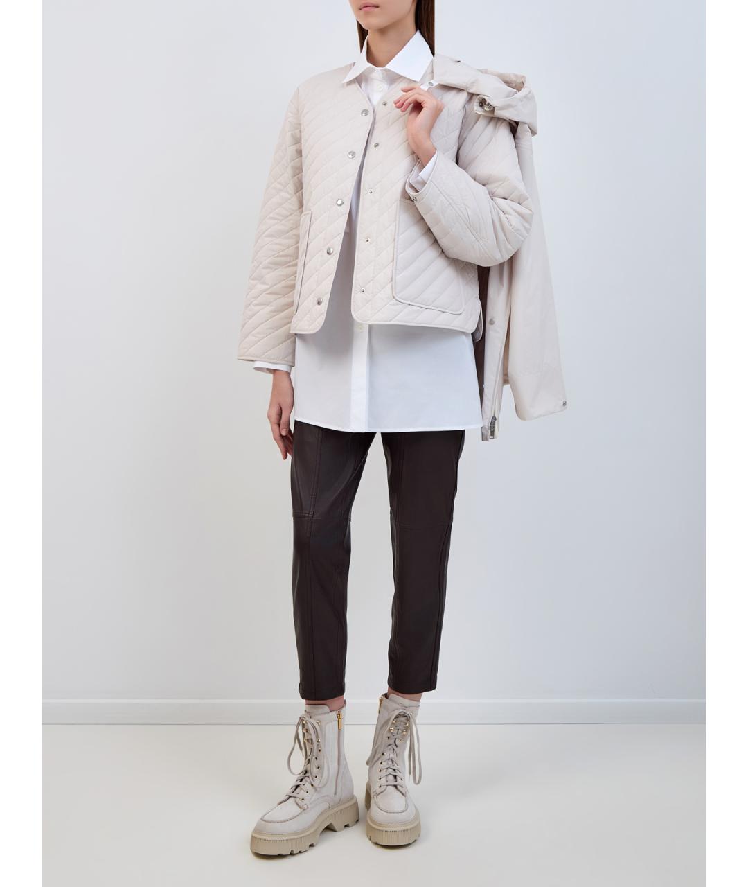 YVES SALOMON Бежевая полиэстеровая куртка, фото 3