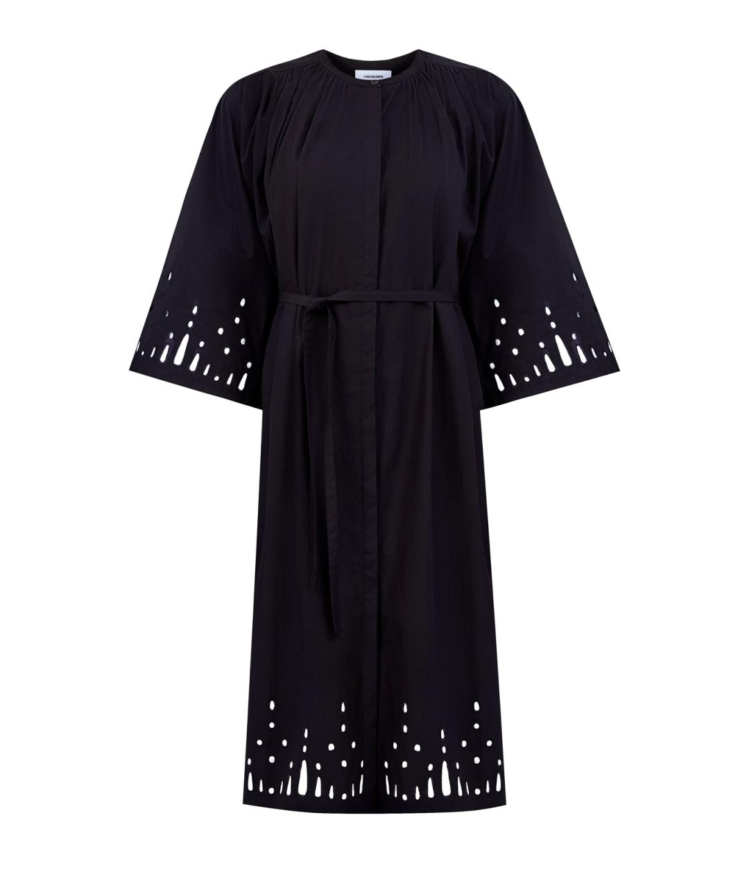 YVES SALOMON Черное хлопковое повседневное платье, фото 1
