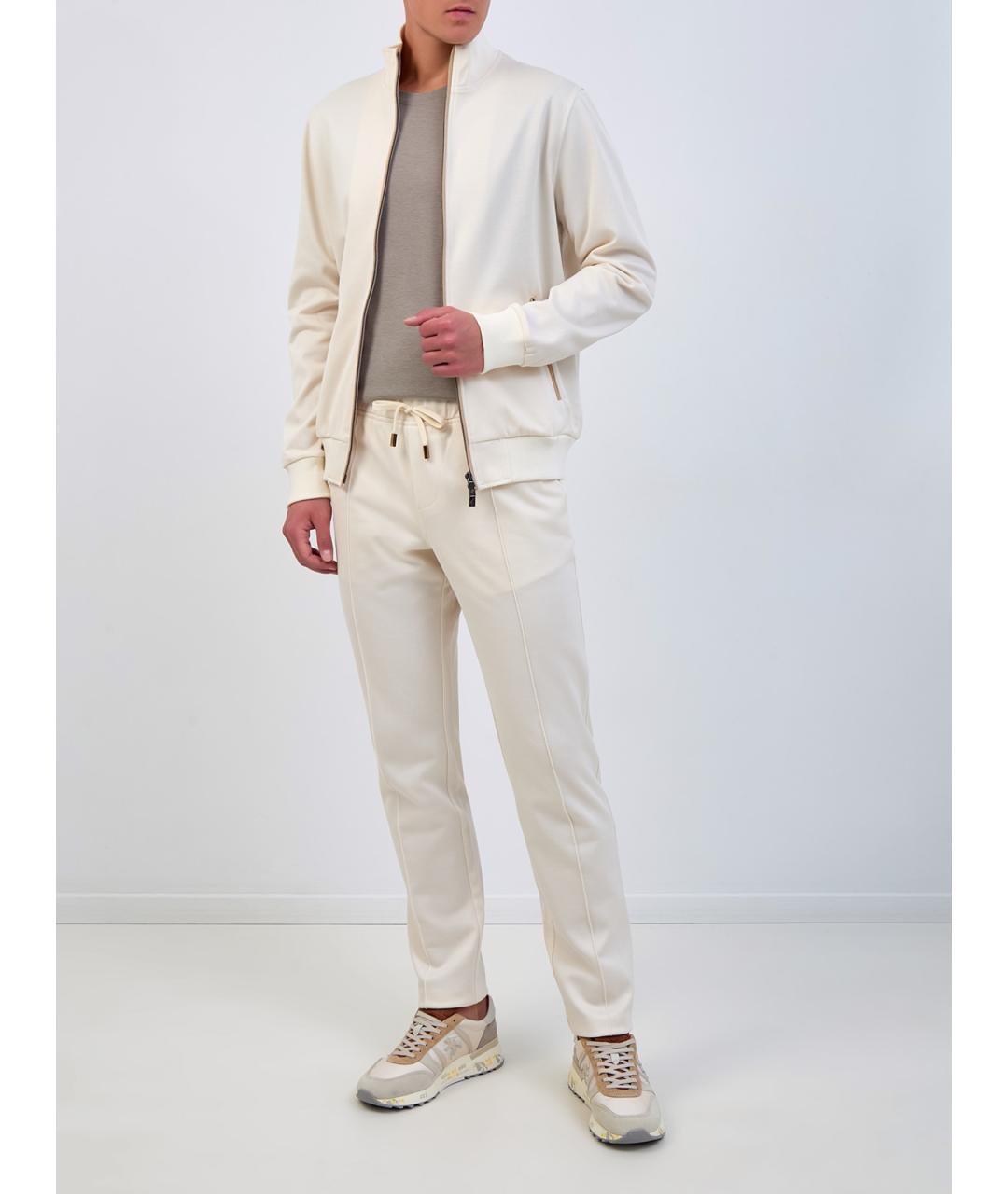 CAPOBIANCO Бежевые хлопковые повседневные брюки, фото 2