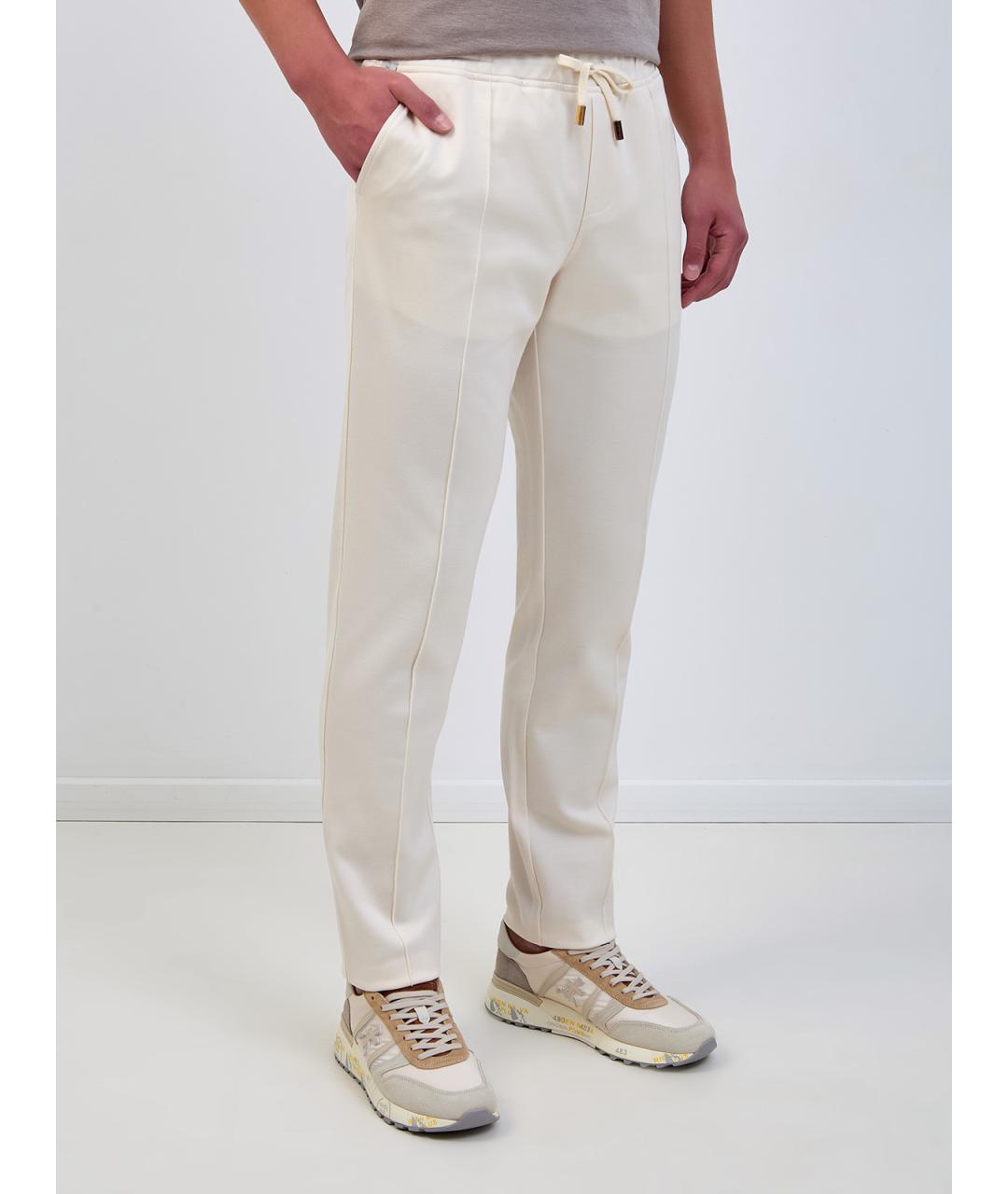 CAPOBIANCO Бежевые хлопковые повседневные брюки, фото 3