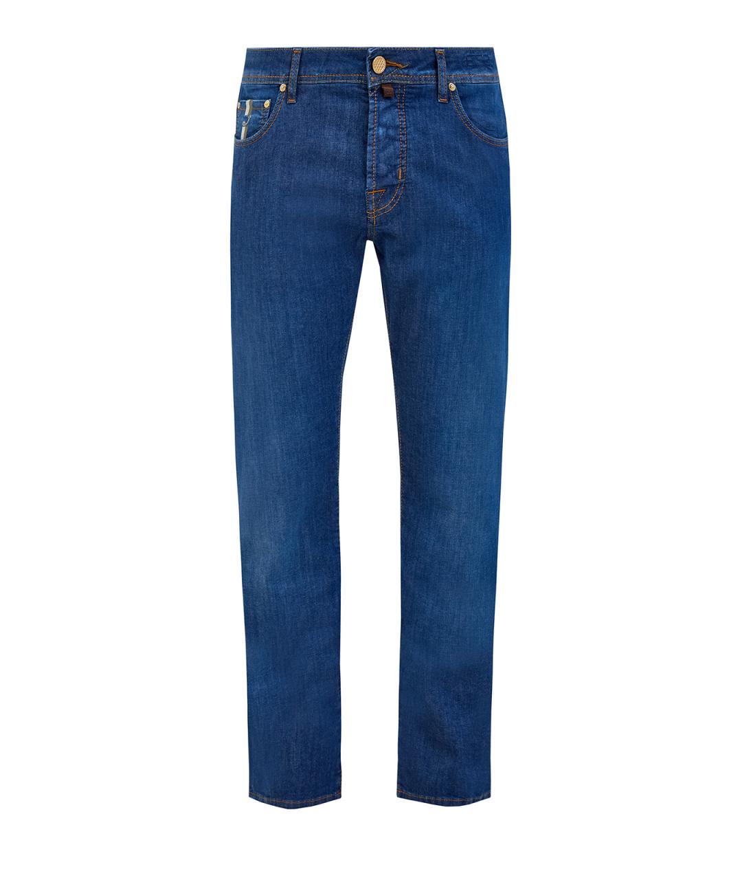 JACOB COHEN Синие хлопковые прямые джинсы, фото 1