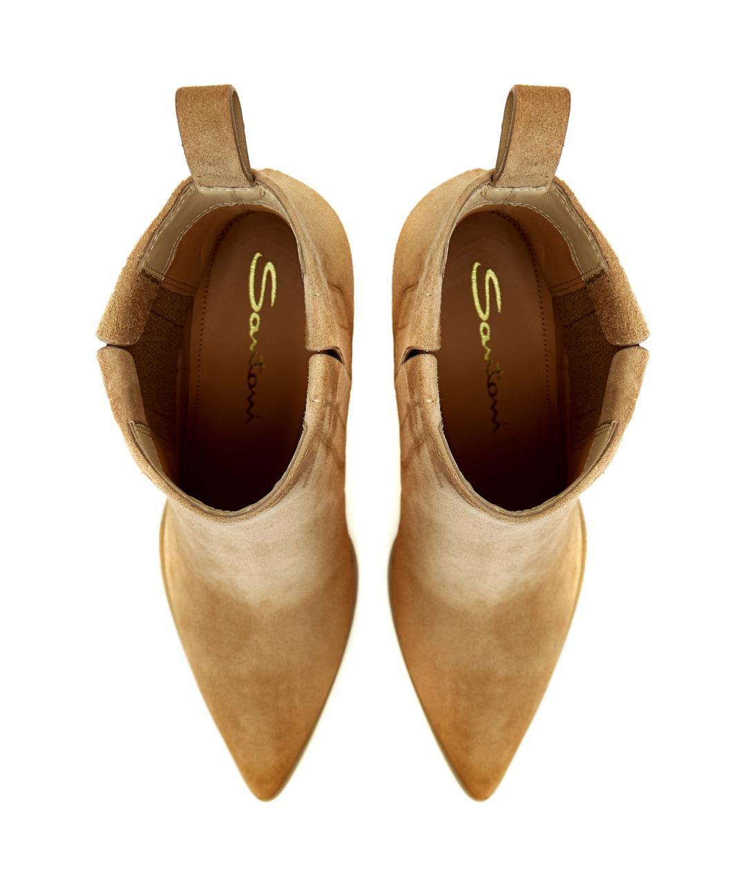 SANTONI Бежевые кожаные ботильоны, фото 6