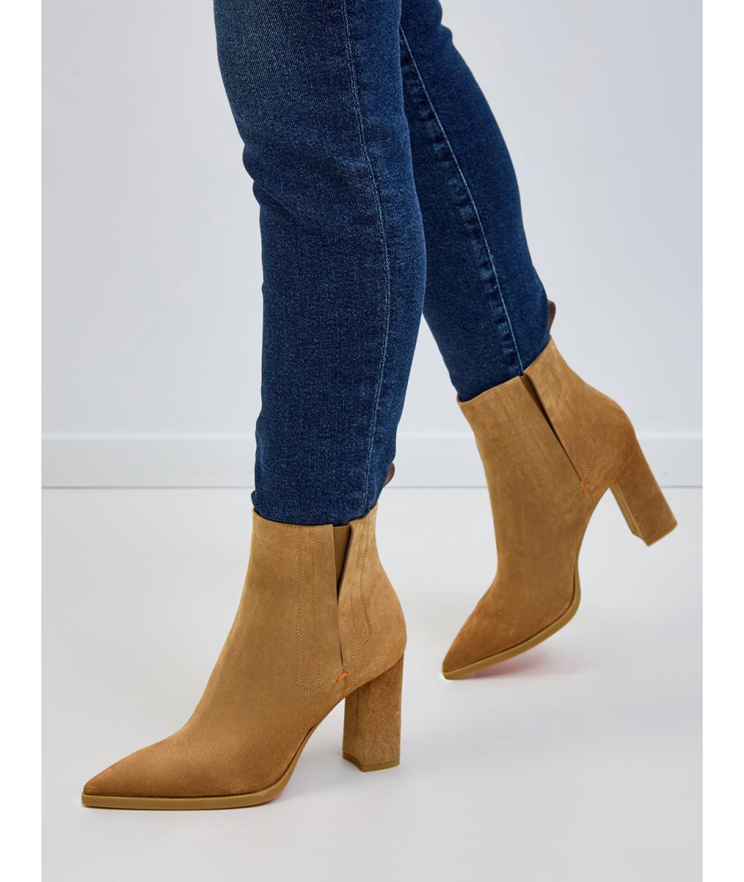 SANTONI Бежевые кожаные ботильоны, фото 2