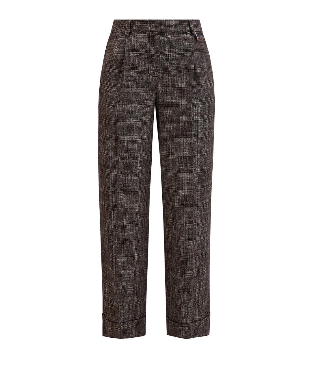 LORENA ANTONIAZZI Коричневые шерстяные прямые брюки, фото 1