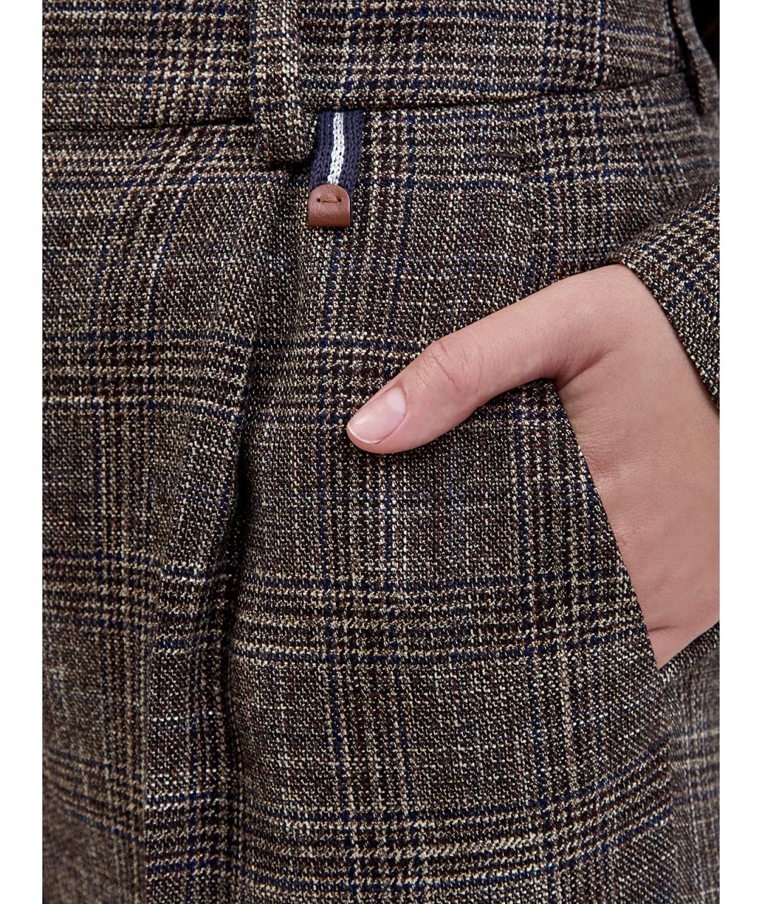 LORENA ANTONIAZZI Коричневые шерстяные прямые брюки, фото 5