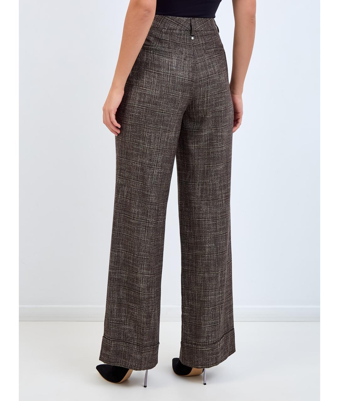 LORENA ANTONIAZZI Коричневые шерстяные прямые брюки, фото 4