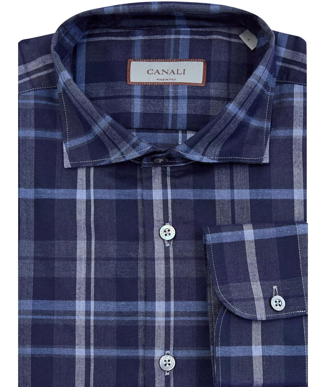 CANALI Синяя хлопковая кэжуал рубашка, фото 2