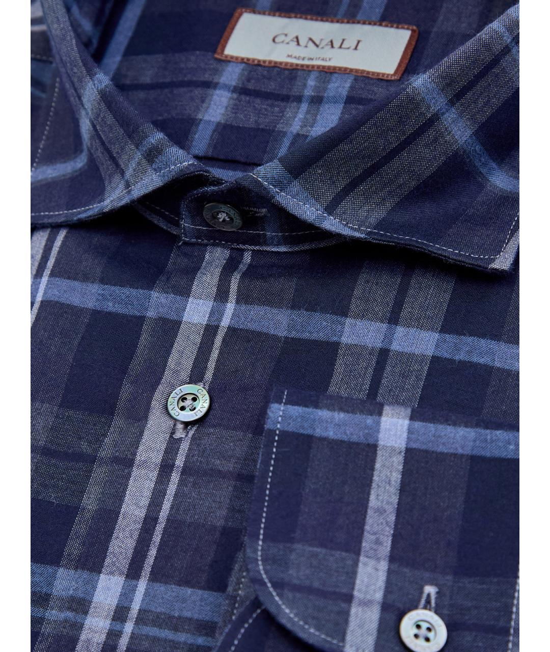 CANALI Синяя хлопковая кэжуал рубашка, фото 3